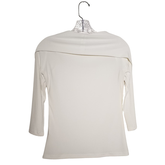 Joseph Ribkoff White 3/4 Sleeve Scoop Neck Stretch Top Size 6 - Picture 3 of 7